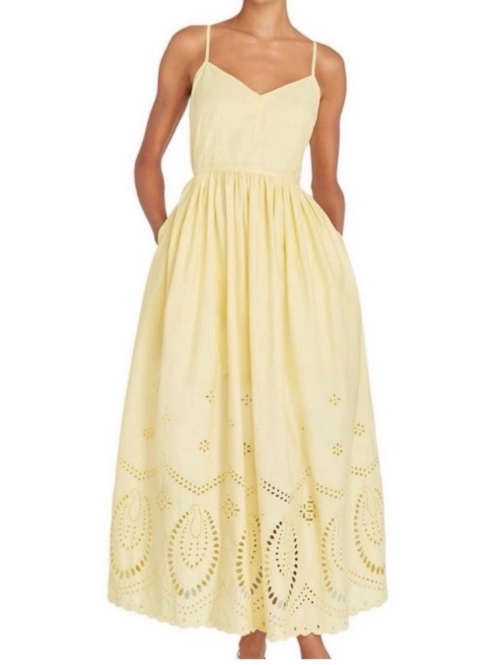 NWOT Calypso St Barth Lekha Cotton Midi‎ Eyelet Dress.